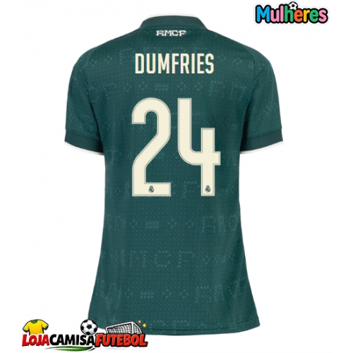 Camisa de Futebol Real Madrid Denzel Dumfries #24 Equipamento Secundário Mulheres 2026-27 Manga Curta